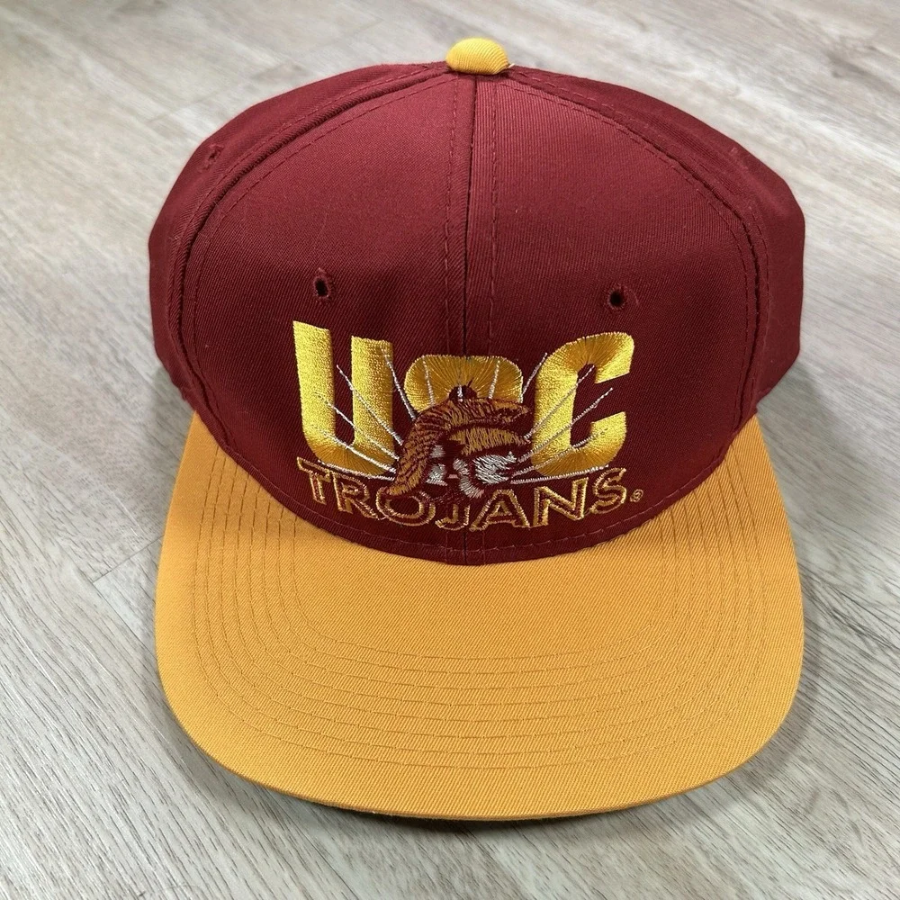 VTG USC Trojans Snapback Hat College NCAA Youngan Signatures Red Yellow Cap